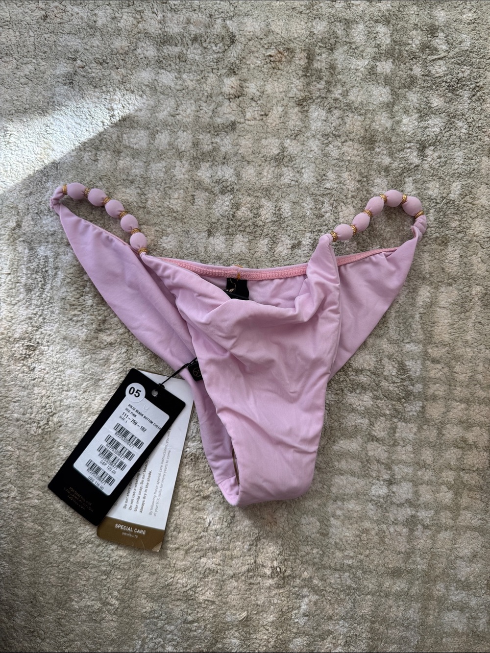 Vix Women’s Beaded Strap Bikini Bottom - Pink